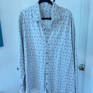johnnie-O White and Blue Patterned Casual Shirt